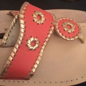 Jack Roger Nantucket Gold Sandal Fire Coral/Gold